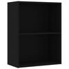 vidaXL B&uuml;cherregal 2 F&auml;cher Schwarz 60x30x76,5 cm Holzwerkstoff