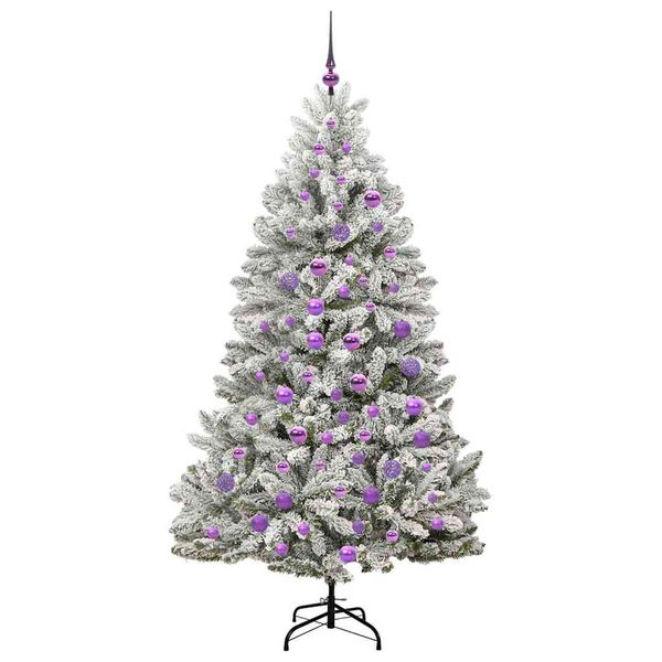 vidaXL Künstlicher Weihnachtsbaum Grün und Weiß 180 cm PVC und Metall