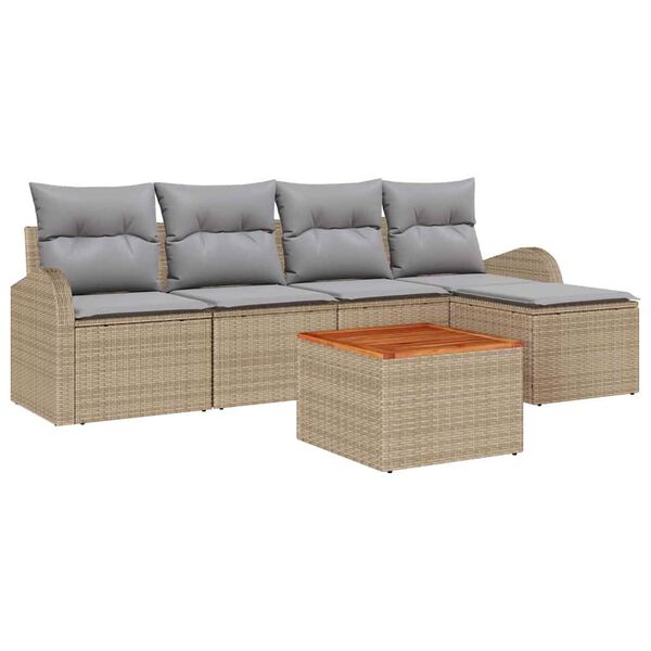 vidaXL Gartensofa-set mit Kissen 6 pcs Beige Poly-Rattan