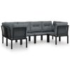 vidaXL 6-tlg. Garten-Lounge-Set Schwarz und Grau Poly Rattan