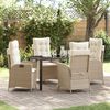 vidaXL Garten Essgruppe mit Kissen 5 pcs Beige Poly-Rattan