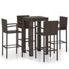 vidaXL 5-tlg. Garten-Bar-Set mit Armlehnen Poly Rattan Braun