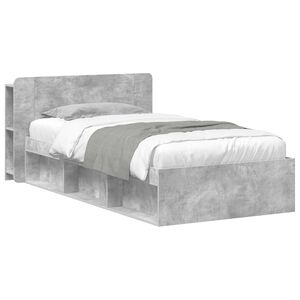 vidaXL Bettgestell mit Stauraum Betongrau 75 x 190 cm Holzwerkstoff