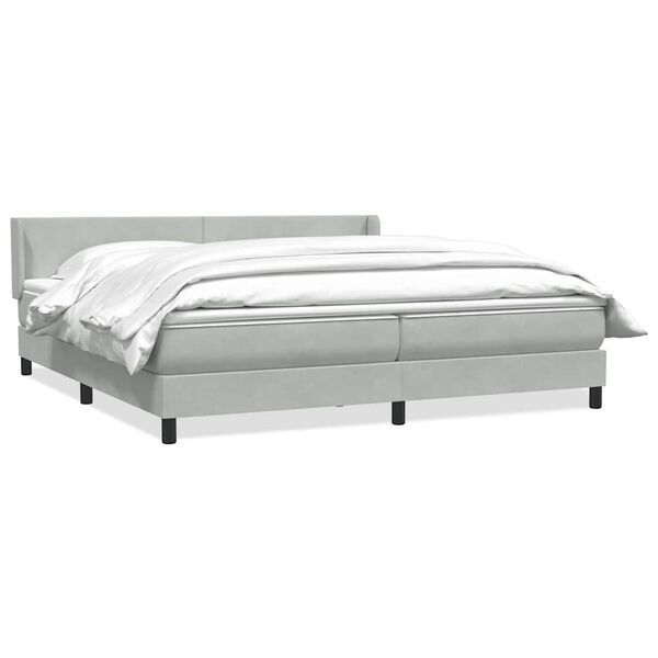 vidaXL Boxspringbett mit Matratze Hellgrau 180x210 cm Samt