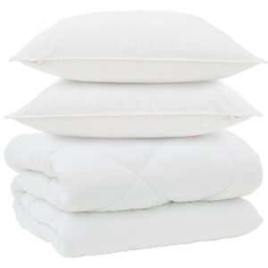 vidaXL Winterbettdecke mit Kissen 3 Stk. Wei&szlig; Mikrofaser