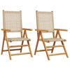 vidaXL Klappst&uuml;hle, 2 St&uuml;ck, beige, Massivholz Akazie und Polyrattan