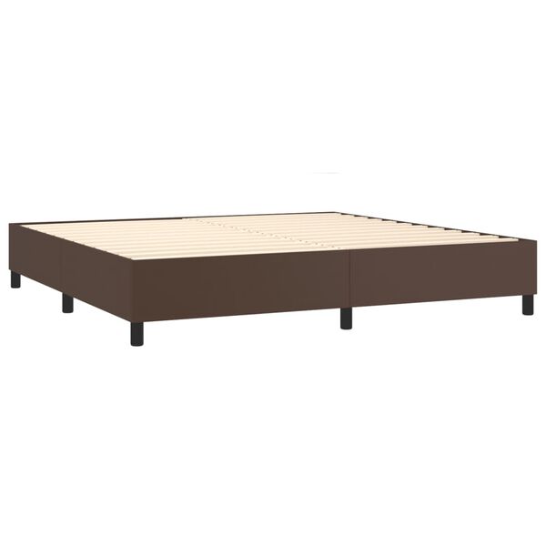 vidaXL Boxspringbett mit Matratze Braun 200x200 cm Kunstleder