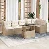 vidaXL Gartensofa-set mit Kissen 7 pcs Beige und Creme Poly-Rattan