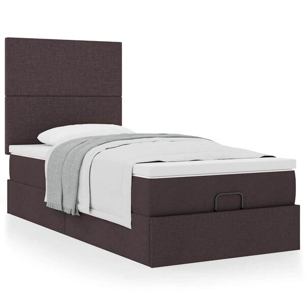 vidaXL Ottoman-Bett mit Matratze Dunkelbraun 90x190 cm Stoff