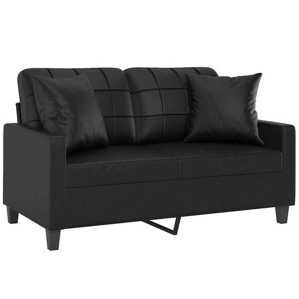 vidaXL 2-Sitzer-Sofa mit Kissen Schwarz 120 cm Kunstleder