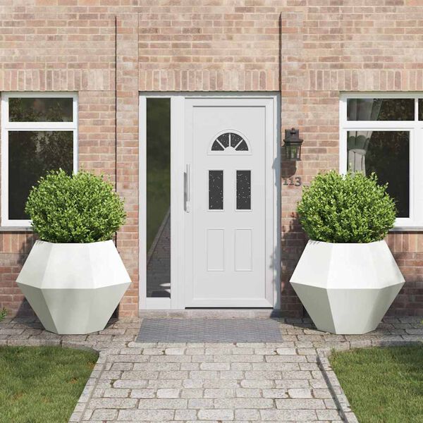 vidaXL Pflanzk&uuml;bel 2 pcs Wei&szlig; 100 x 100 x 80 cm Stahl