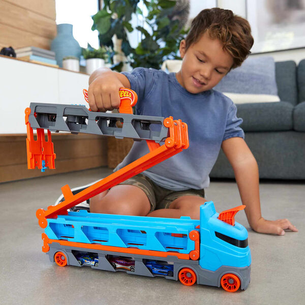 Hot Wheels Rennbahn-Transporter mit Autos Speedway Hauler