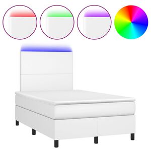 vidaXL Boxspringbett mit Matratze & LED Wei&szlig; 120x200 cm Kunstleder