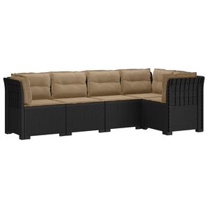 vidaXL 5-Sitzer Gartensofa mit Kissen Rattan-Look PP Anthrazit