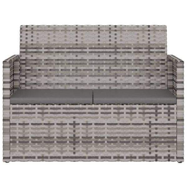 vidaXL Gartenbank mit Kissen Grau 105 cm Poly Rattan