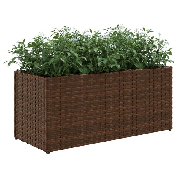 vidaXL Pflanzk&uuml;bel mit 2 T&ouml;pfen 2 Stk. Braun 72x30x32 cm Poly Rattan