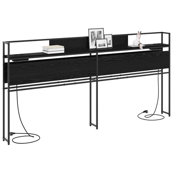 vidaXL Stauraum-Kopfteil Schwarz Eichen-Optik 180 cm Holzwerkstoff