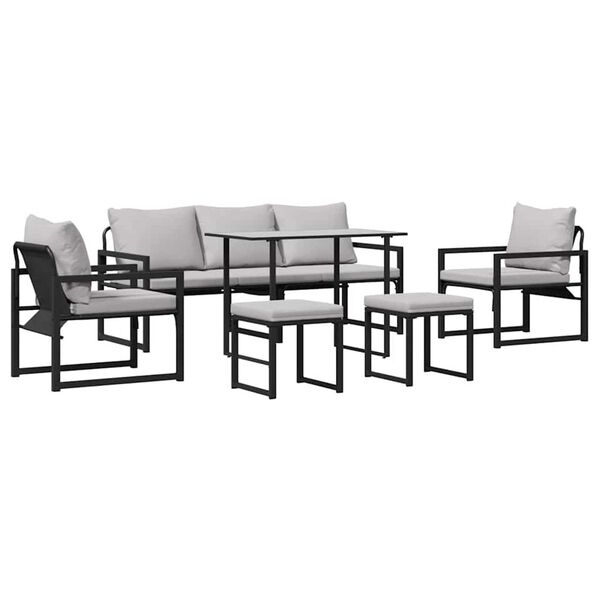 vidaXL Garten-Sofa-Set 6 pcs Schwarz Stahl