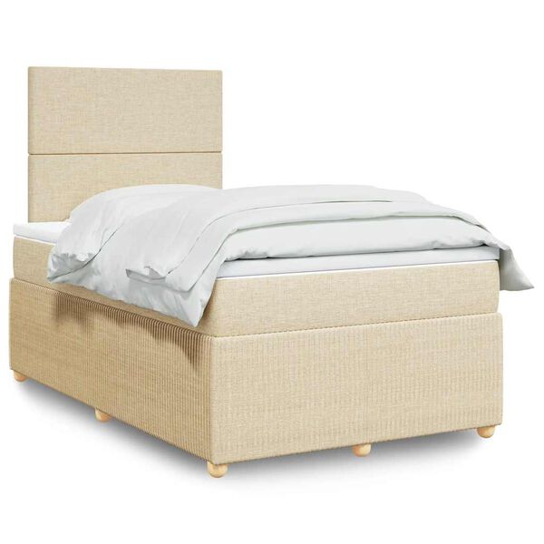 vidaXL Boxspringbett mit Matratze Creme 120x200 cm Stoff