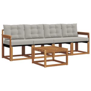 vidaXL Outdoor-Sofagarnitur mit Kissen 5 pcs Nat&uuml;rlich und Hellgrau