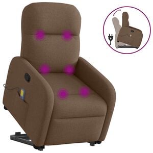 vidaXL Massagesessel mit Aufstehhilfe Braun Stoff