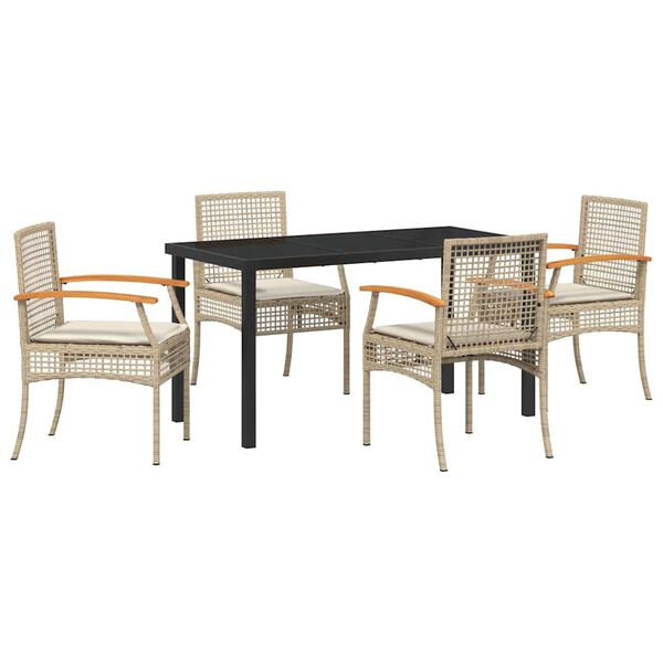 vidaXL Garten Essgruppe 5 pcs Beige Poly-Rattan