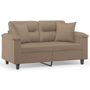 vidaXL 2-Sitzer-Sofa mit Zierkissen Cappuccino 120 cm Kunstleder