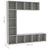 vidaXL 3-tlg. B&uuml;cher-/TV-Schrank Set Betongrau 180x30x180 cm
