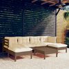 vidaXL 7-tlg. Garten-Lounge-Set mit Kissen Honigbraun Kiefernholz