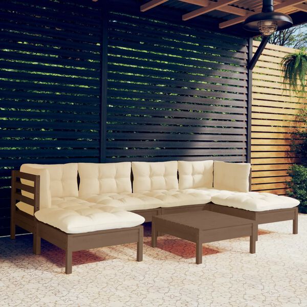 vidaXL 7-tlg. Garten-Lounge-Set mit Kissen Honigbraun Kiefernholz