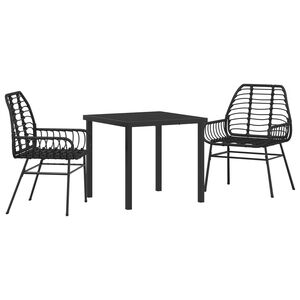 vidaXL Garten Essgruppe 3 pcs Schwarz Poly-Rattan