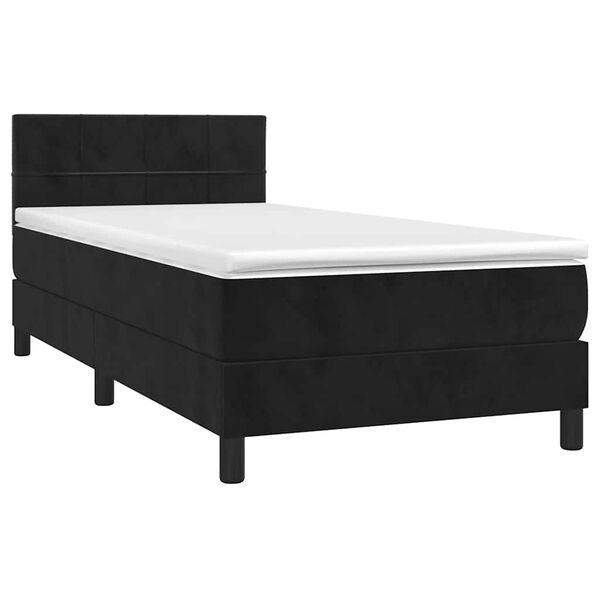 vidaXL Boxspringbett mit Matratze & LED Schwarz 80x200 cm Samt
