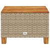 vidaXL Gartentisch Beige 55x55x36 cm Poly Rattan Akazienholz