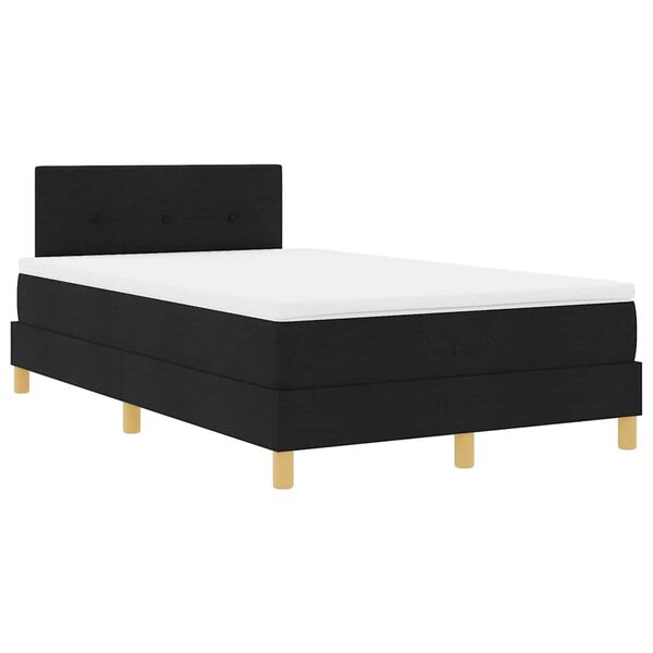 vidaXL LED Boxspringbett mit Matratze Schwarz 120 x 190 cm Stoff