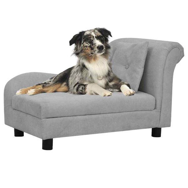 vidaXL Hundesofa mit Kissen Grau 83x44x44 cm Pl&uuml;sch