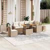 vidaXL 7-tlg. Garten-Sofagarnitur mit Kissen Beige Poly Rattan