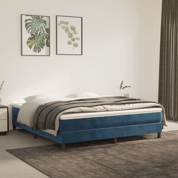 vidaXL Boxspringbettgestell Dunkelblau 160x200 cm Samt
