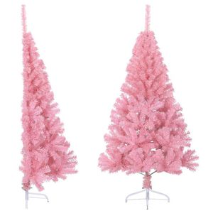 vidaXL K&uuml;nstlicher Halb-Weihnachtsbaum mit St&auml;nder Rosa 120 cm PVC