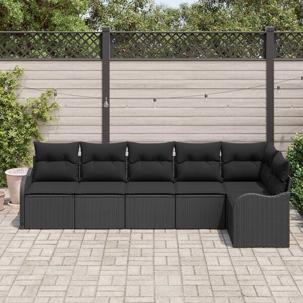 vidaXL Gartensofa-set mit Speicher 6 pcs Schwarz Poly-Rattan