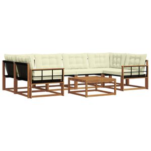 vidaXL Outdoor-Sofagarnitur mit Kissen 7 pcs Natur und Creme