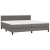 vidaXL Boxspringbett mit Matratze & LED Grau 200x200 cm Kunstleder