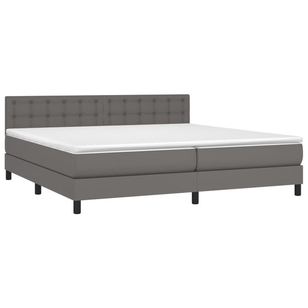 vidaXL Boxspringbett mit Matratze & LED Grau 200x200 cm Kunstleder