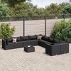 vidaXL 11-tlg. Garten-Sofagarnitur mit Kissen Schwarz Poly Rattan