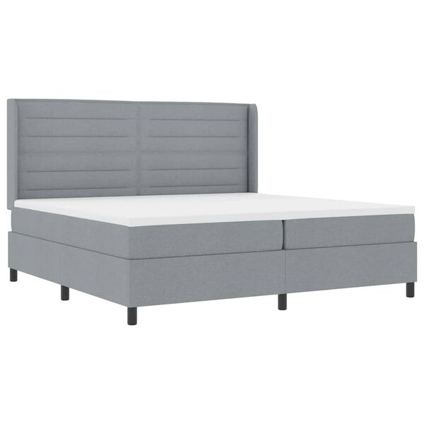 vidaXL Boxspringbett mit Matratze Hellgrau 200 x 200 cm Stoff