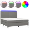 vidaXL Boxspringbett mit Matratze & LED Dunkelgrau 180x200 cm Stoff