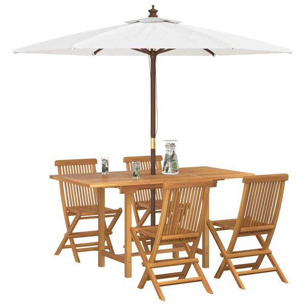 vidaXL Garten Essgruppe 5 pcs Braun Massivholz Teak