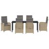 vidaXL Garten Essgruppe mit Kissen 7 pcs Beige Poly-Rattan