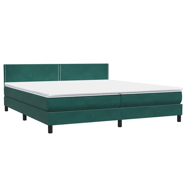 vidaXL Boxspringbett mit Matratze Dunkelgr&uuml;n 180x220 cm Samt