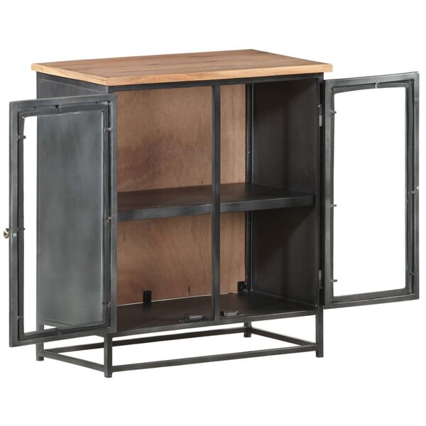 vidaXL Sideboard Grau 60x35x70 cm Massivholz Akazie und Stahl