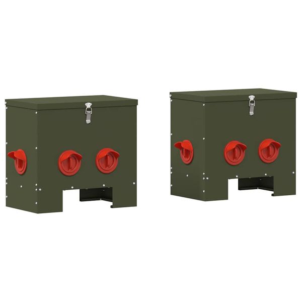 vidaXL H&uuml;hnerf&uuml;tterer 2 pcs Olive Gr&uuml;n 40,5 x 25 x 38 cm